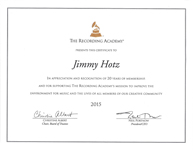 Jimmy_Hotz_NARAS_the_Recording_Academy_Los_Angeles_Certificate_10_years_Grammy_related